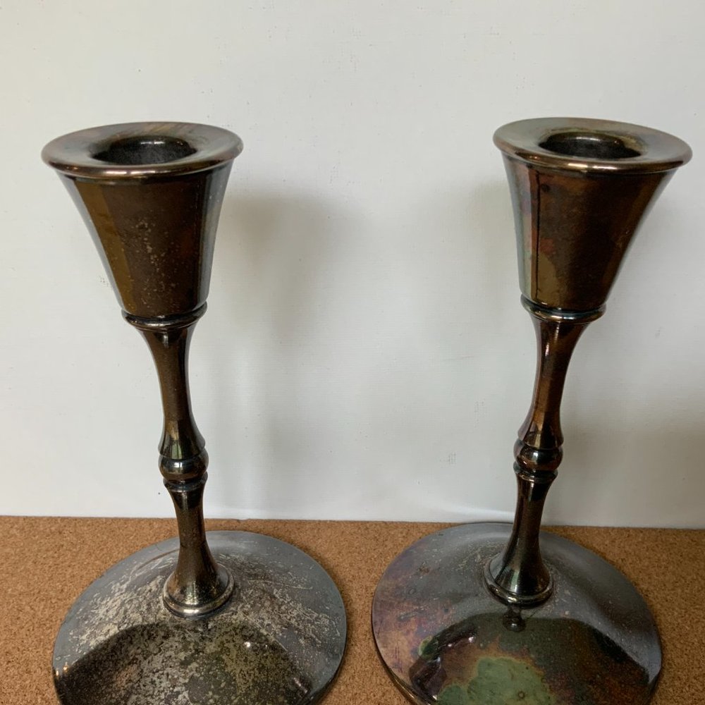 Vintage Valero Spain Pair Of Silver Plated Candle Sticks - Picture 16 of 16